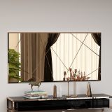 Specchio Marrone Bronzo Trasparente Dettagli Geometrici Forma Rettangolare 60x120h cm, Colore Struttura Trasparente - Tigliole