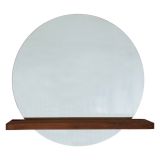 Specchio Marrone Noce Trasparente Mensola Inclusa Forma Rotondo 70x70h cm, Colore Struttura Trasparente - Spello