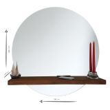 Specchio Marrone Noce Trasparente Mensola Inclusa Forma Rotondo 70x70h cm, Colore Struttura Trasparente - Spello