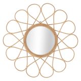 Specchio Marrone Trasparente Finiture in Rattan Forma Rotondo 66x66h cm, Tipologia a Parete - Bavasi