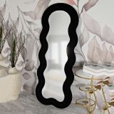 Specchio Nero Trasparente Cornice Ondulata Tessuto Teddy Forma Rettangolare 60x160h cm, Tipologia a Parete - Marylin