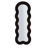Specchio Nero Trasparente Cornice Ondulata Tessuto Teddy Forma Rettangolare 60x160h cm, Tipologia a Parete - Marylin