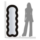 Specchio Nero Trasparente Cornice Ondulata Tessuto Teddy Forma Rettangolare 60x160h cm, Tipologia a Parete - Marylin