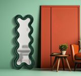 Specchio Oiapoque, Specchiera, Articolo d'arredo a muro, Decorazione con specchio, 58x4 h160 cm, Verde