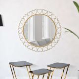 Specchio oro Trasparente Cornice con Cuori Forma Rotondo 80x80h cm, Tipologia a Parete - Fatatoza