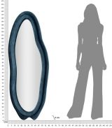 Specchio Pardo, Specchiera, Articolo d'arredo a muro, Decorazione con specchio, 40x4 h160 cm, Blu