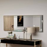 Specchio Pleione, Specchiera, Articolo d'arredo a muro, Specchio con cornice, 40x2h120 cm, Bianco