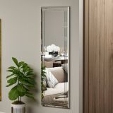 Specchio Pleione, Specchiera, Articolo d'arredo a muro, Specchio con cornice, 40x2h120 cm, Bianco