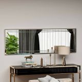 Specchio Pleione, Specchiera, Articolo d'arredo a muro, Specchio con cornice, 40x2h120 cm, Bianco