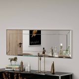 Specchio Pyxis, Specchiera, Articolo d'arredo a muro, Specchio con cornice, 40x2h120 cm, Bianco