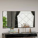 Specchio Qamar, Specchiera, Articolo d'arredo a muro, Specchio con cornice, 60x2h120 cm, Bianco