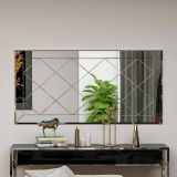 Specchio Qamar, Specchiera, Articolo d'arredo a muro, Specchio con cornice, 60x2h120 cm, Bianco