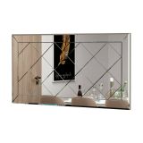 Specchio Qamar, Specchiera, Articolo d'arredo a muro, Specchio con cornice, 60x2h120 cm, Bianco