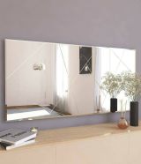 Specchio Rana, Specchiera, Articolo d'arredo a muro, Specchio con cornice, 120x2h60 cm, Bianco