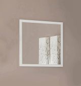 Specchio Rino, Specchio da bagno, 100% Made in Italy, cm 60x2h60, Bianco lucido