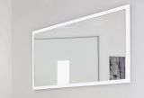 Specchio Romeo, Specchio da bagno, 100% Made in Italy, cm 120x2h60, Bianco lucido