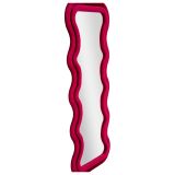 Specchio Rosa Trasparente Cornice Ondulata Effetto Velluto Forma Rettangolare 60x160h cm, Tipologia a Parete - Allen