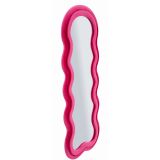 Specchio Rosa Trasparente Cornice Ondulata Effetto Velluto Forma Rettangolare 60x160h cm, Tipologia a Parete - Marylin