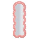 Specchio Rosa Trasparente Cornice Ondulata Tessuto Teddy Forma Rettangolare 60x160h cm, Tipologia a Parete - Marylin