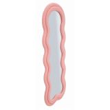 Specchio Rosa Trasparente Cornice Ondulata Tessuto Teddy Forma Rettangolare 60x160h cm, Tipologia a Parete - Marylin