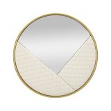 Specchio Tibagi, Specchiera, Articolo d'arredo a muro, Decorazione con specchio, 80x3 h80 cm, Bianco e Oro