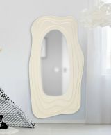 Specchio Tiete, Specchiera, Articolo d'arredo a muro, Decorazione con specchio, 90x4 h165 cm, Bianco