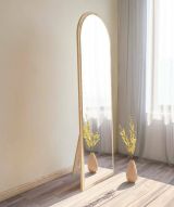 Specchio Zaniah, Specchiera, Articolo d'arredo a muro, Specchio con cornice, 50x2h160 cm, Naturale