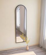Specchio Zaniah, Specchiera, Articolo d'arredo a muro, Specchio con cornice, 50x2h160 cm, Nero