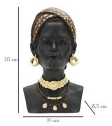 Statua Besano, Complemento d'arredo, Articolo decorativo, Accessorio d'arredo, Nero e Multicolore, 19x19 h30 cm