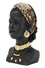 Statua Besano, Complemento d'arredo, Articolo decorativo, Accessorio d'arredo, Nero e Multicolore, 19x19 h30 cm