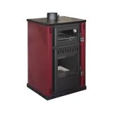 Stufa a legna Dtenkoran, Caminetto a legna, Focolare a legna, Stufa rustica, Made in Italy, 62x62 h102 cm, Rosso