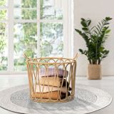 Svuotatasche Marrone Intrecciatura Effetto Rattan Materiale Struttura in Metallo - Suchit