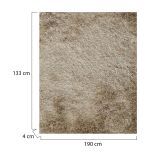 Tappeto Beige Altezza Pelo 35 mm 100% Poliestere Forma Rettangolare 190x133 cm, Adatto a Riscaldamento a Pavimento - Latenega
