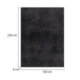 Tappeto Nero Altezza Pelo 35 mm 100% Poliestere Forma Rettangolare 230x160 cm, Adatto a Riscaldamento a Pavimento - Latipa