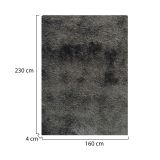 Tappeto Nero Antracite Altezza Pelo 35 mm 100% Poliestere Forma Rettangolare 230x160 cm, Adatto a Riscaldamento a Pavimento - Latipa