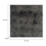 Tappeto Nero Antracite Altezza Pelo 35 mm 100% Poliestere Forma Rettangolare 67x67 cm, Adatto a Riscaldamento a Pavimento - Lavaba