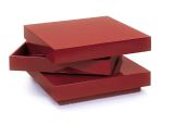 Tavolino con doppio ripiano rotante in MDF laccato rosso lucido