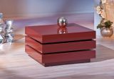 Tavolino con doppio ripiano rotante in MDF laccato rosso lucido