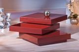 Tavolino con doppio ripiano rotante in MDF laccato rosso lucido