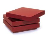 Tavolino con doppio ripiano rotante in MDF laccato rosso lucido