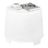 Tavolino da Esterno Bianco 2 Posti Rotondo 46x40x38h cm, Finitura Effetto Liscio Made in Italy - Crudup