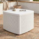 Tavolino da Esterno Bianco 2 Posti Tavolo Tavolino Contenitore 53x53x40h cm, Forma Cubica - Akane