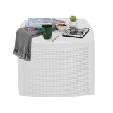 Tavolino da Esterno Bianco 2 Posti Tavolo Tavolino Contenitore 53x53x40h cm, Forma Cubica - Akane