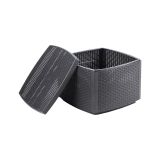 Tavolino da esterno Faenza, Tavolino contenitore multiuso, Tavolo basso effetto rattan, 100% Made in Italy, 53x53h40 cm, Antracite