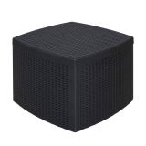 Tavolino da esterno Faenza, Tavolino contenitore multiuso, Tavolo basso effetto rattan, 100% Made in Italy, 53x53h40 cm, Antracite