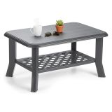 Tavolino da Esterno Nero Antracite 2 Posti 90x60x46h cm, Made in Italy - Ucria