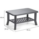 Tavolino da Esterno Nero Antracite 2 Posti 90x60x46h cm, Made in Italy - Ucria