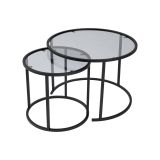 Tavolino da salotto Abbadesse, Tavolo basso da caffè, Portariviste per divano, Ripiano da soggiorno, 60x60 h43 cm, Nero e Grigio