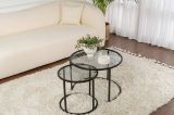 Tavolino da salotto Abbadesse, Tavolo basso da caffè, Portariviste per divano, Ripiano da soggiorno, 60x60 h43 cm, Nero e Grigio