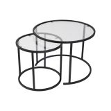 Tavolino da salotto Abbadesse, Tavolo basso da caffè, Portariviste per divano, Ripiano da soggiorno, 60x60 h43 cm, Nero e Trasparente